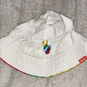 Stylish White sally hansen Bucket Hat with Colorful Design